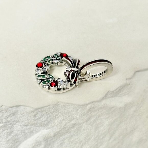 Pandora Holiday Wreath Double Dangle Charm Sterling silver - Picture 5 of 5